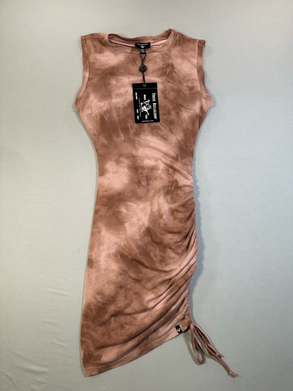 NWT True Religion One Side Ruched Tie Dye Dress, Sleeveless Mini - Womens XS